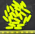 24 of the 1-1/2 inch BRIGHT Yellow (Chartreuse) styrofoam pegged cigar fishing floats