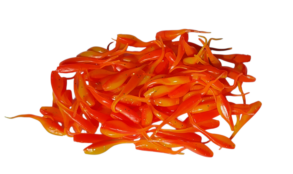 Shad Fry, Minnow Fry 2" length - Lake Sunrise (light/dark orange w/silver glitter) Crappie, Panfish