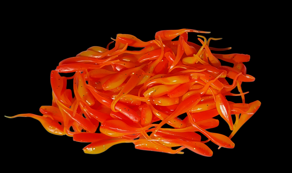 Shad Fry, Minnow Fry 2" length - Lake Sunrise (light/dark orange w/silver glitter) Crappie, Panfish