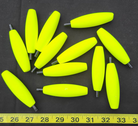 18 of the 3" Pegged Styrofoam Fishing Floats, Cigar Shaped