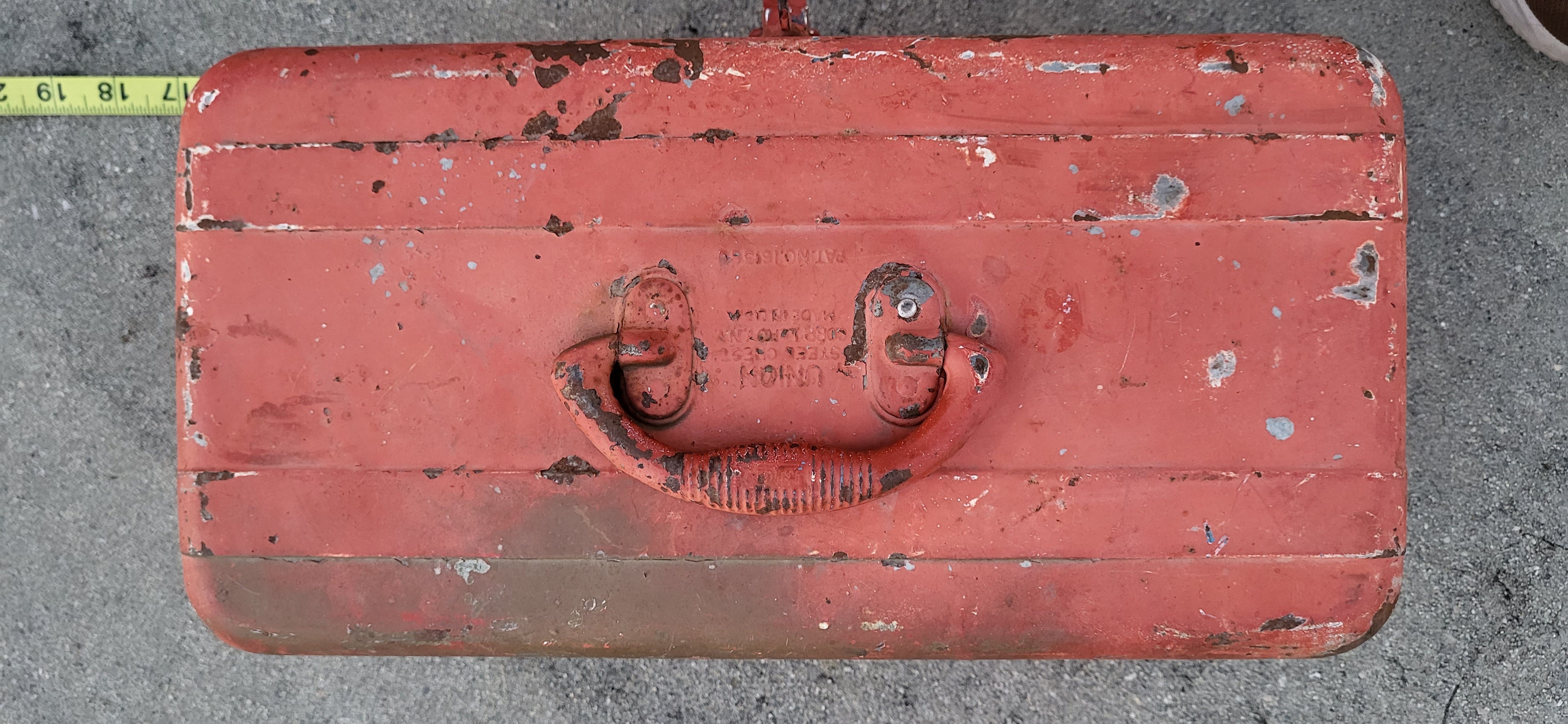 Red Union Steel Metal Tackle Box