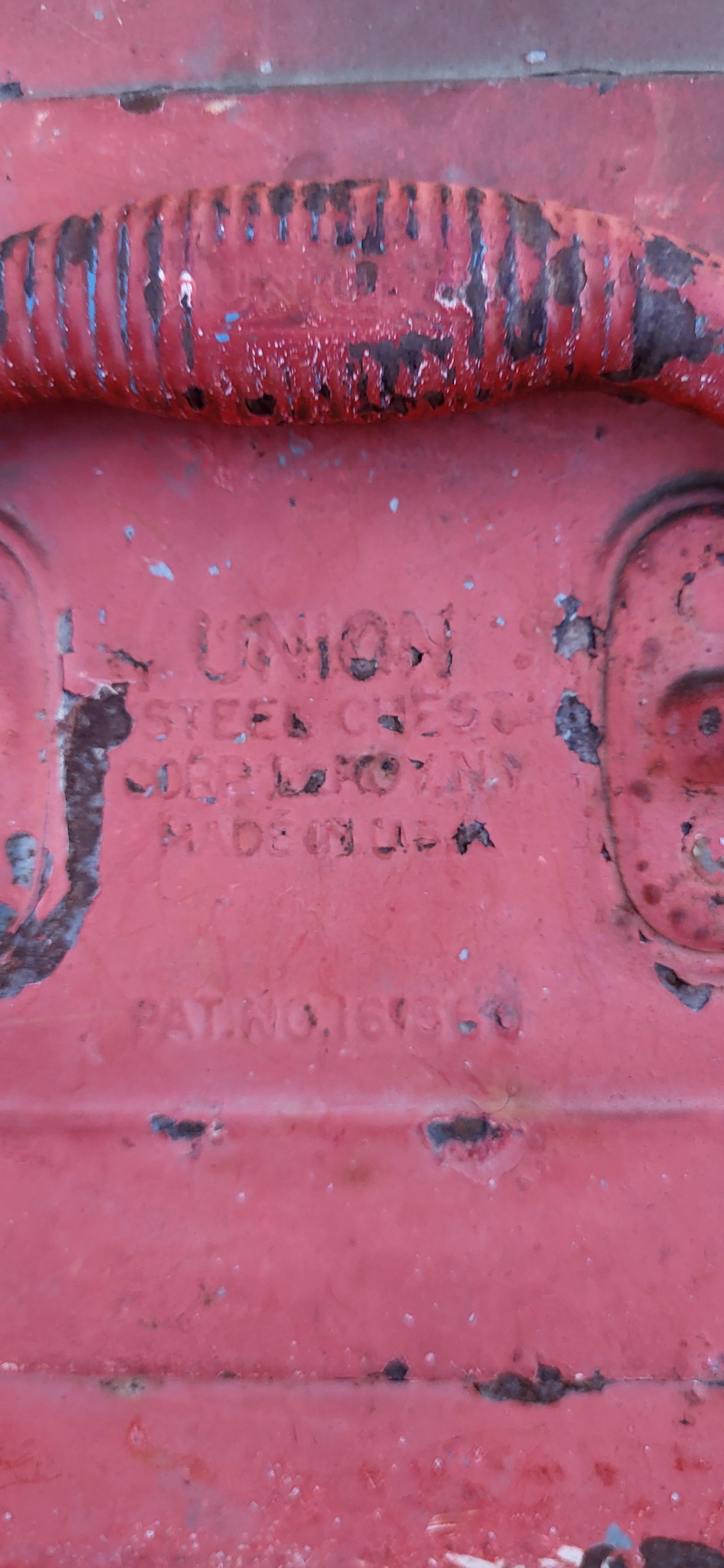 Red Union Steel Metal Tackle Box