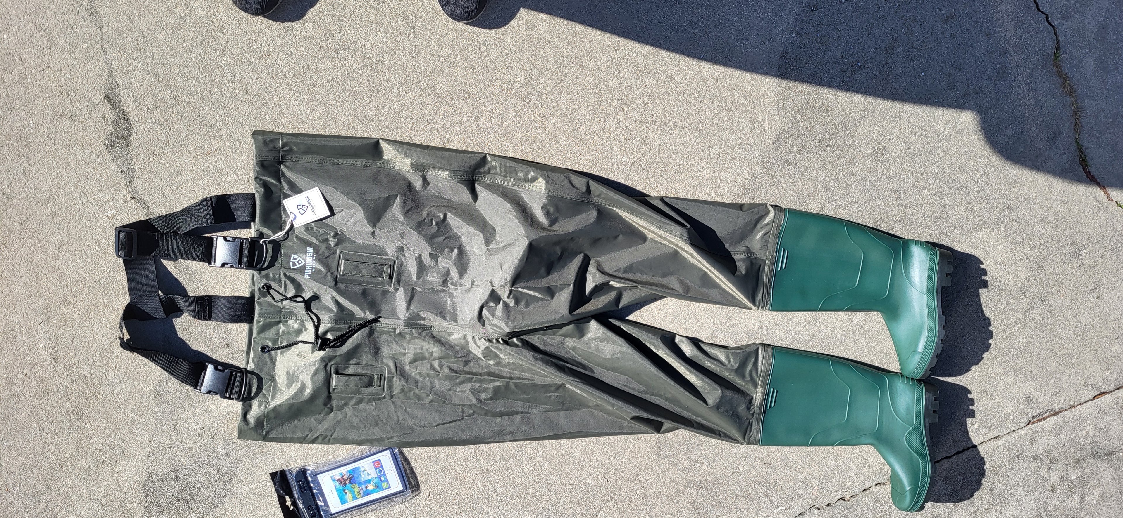 Chest Waders, FishingSir, Never Used, Mens size 8/Womens 10, includes Cellphone Case and Patch Kit