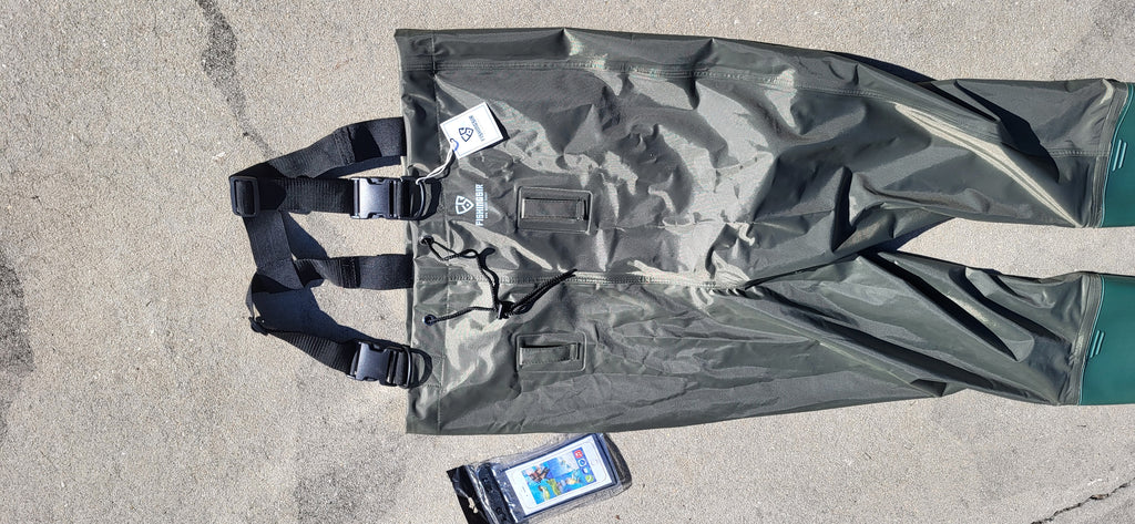 Chest Waders, FishingSir, Never Used, Mens size 8/Womens 10, includes Cellphone Case and Patch Kit