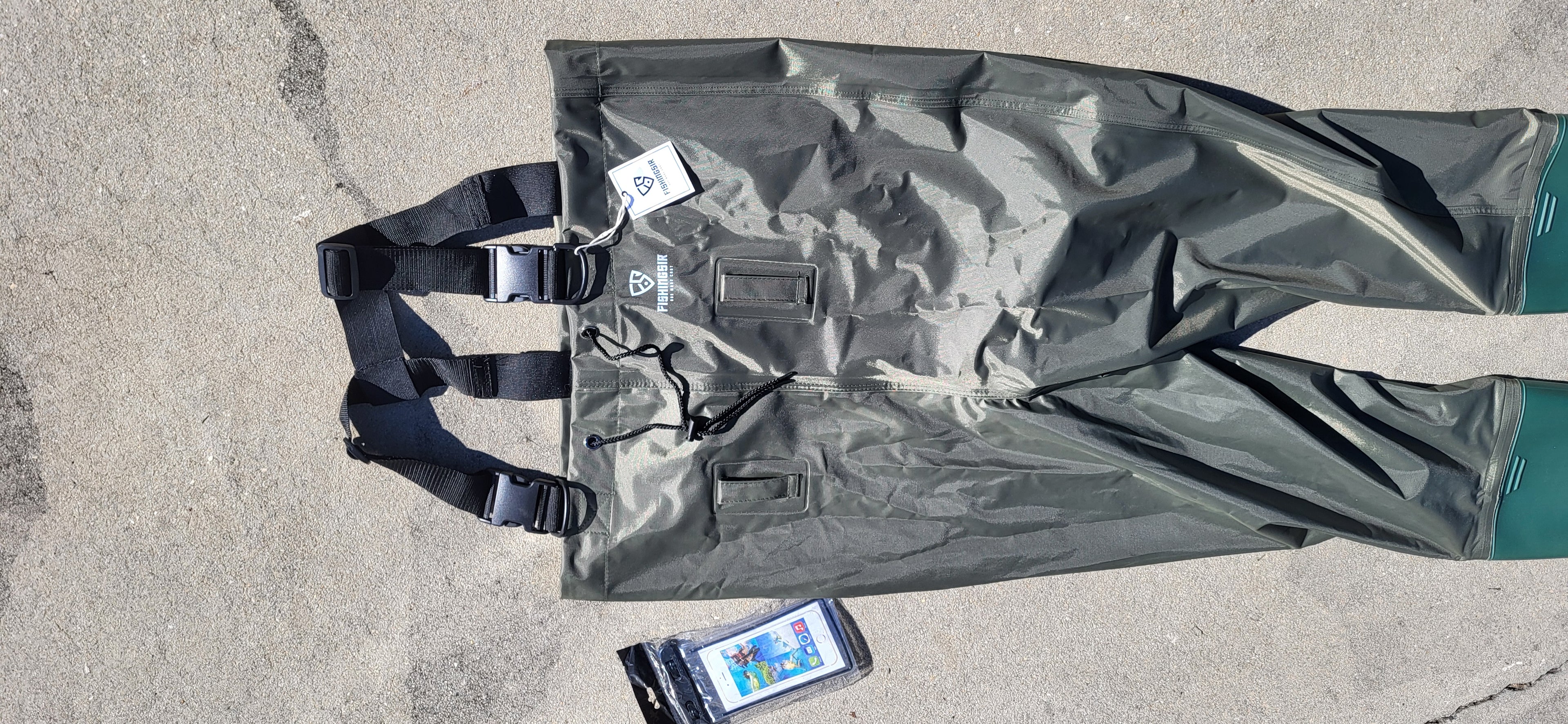 Chest Waders, FishingSir, Never Used, Mens size 8/Womens 10, includes Cellphone Case and Patch Kit