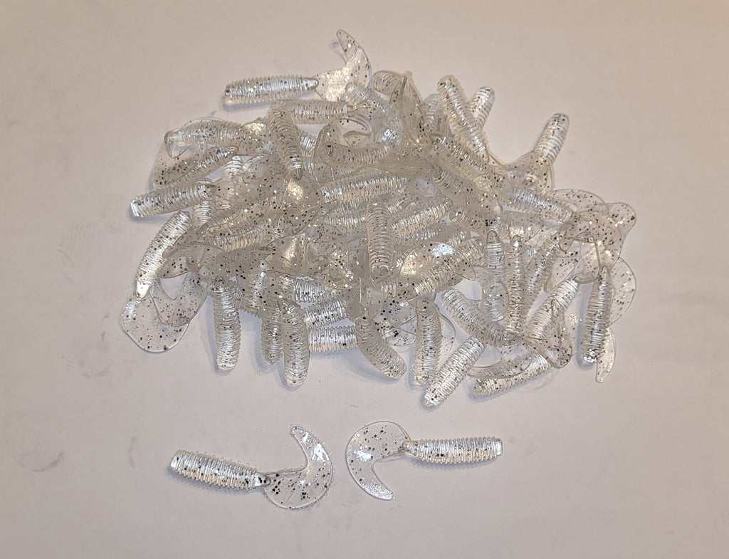 Clear Minnow Flash 2 inch Soft Plastic Curl Tail Grubs