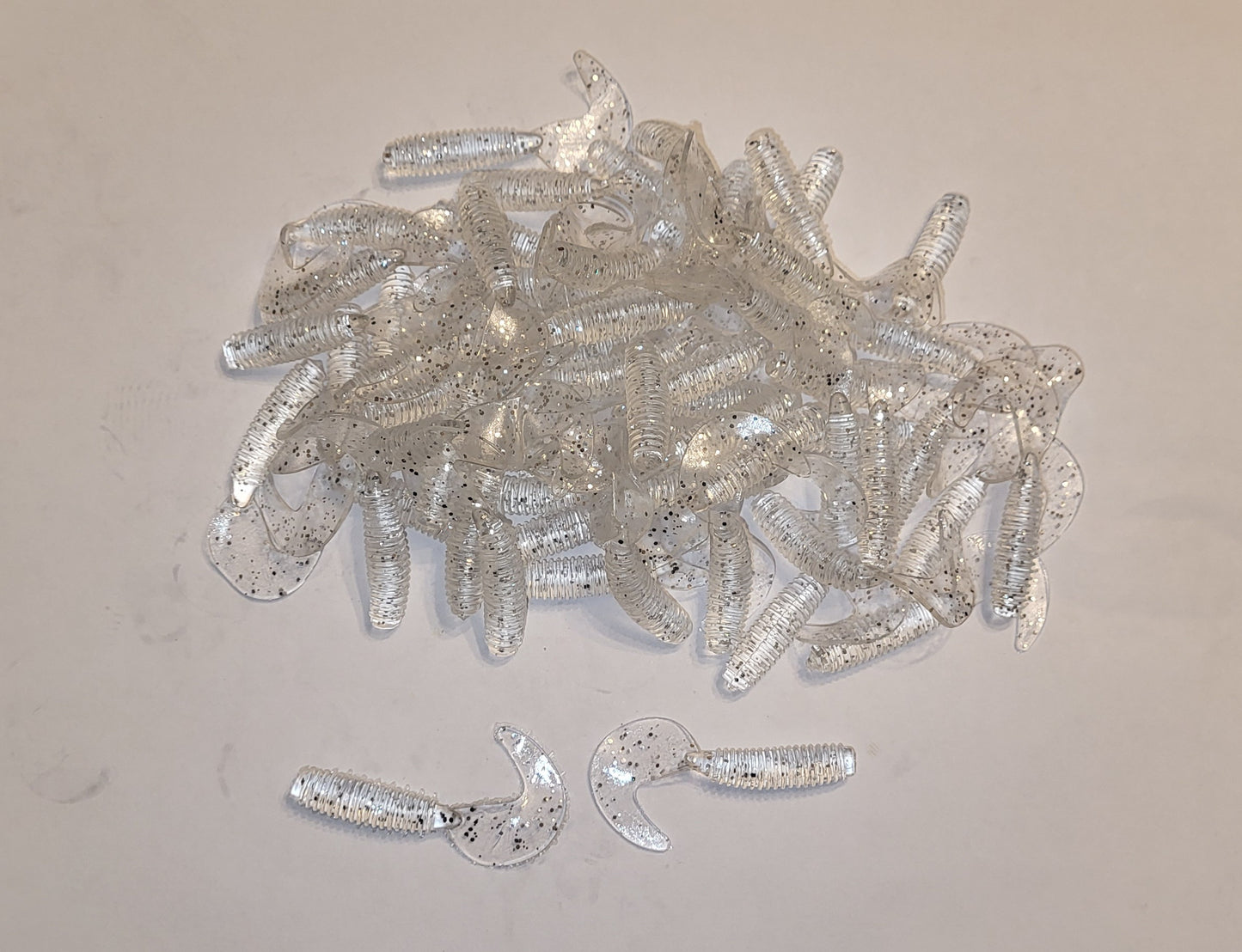 Clear Minnow Flash 2 inch Soft Plastic Curl Tail Grubs