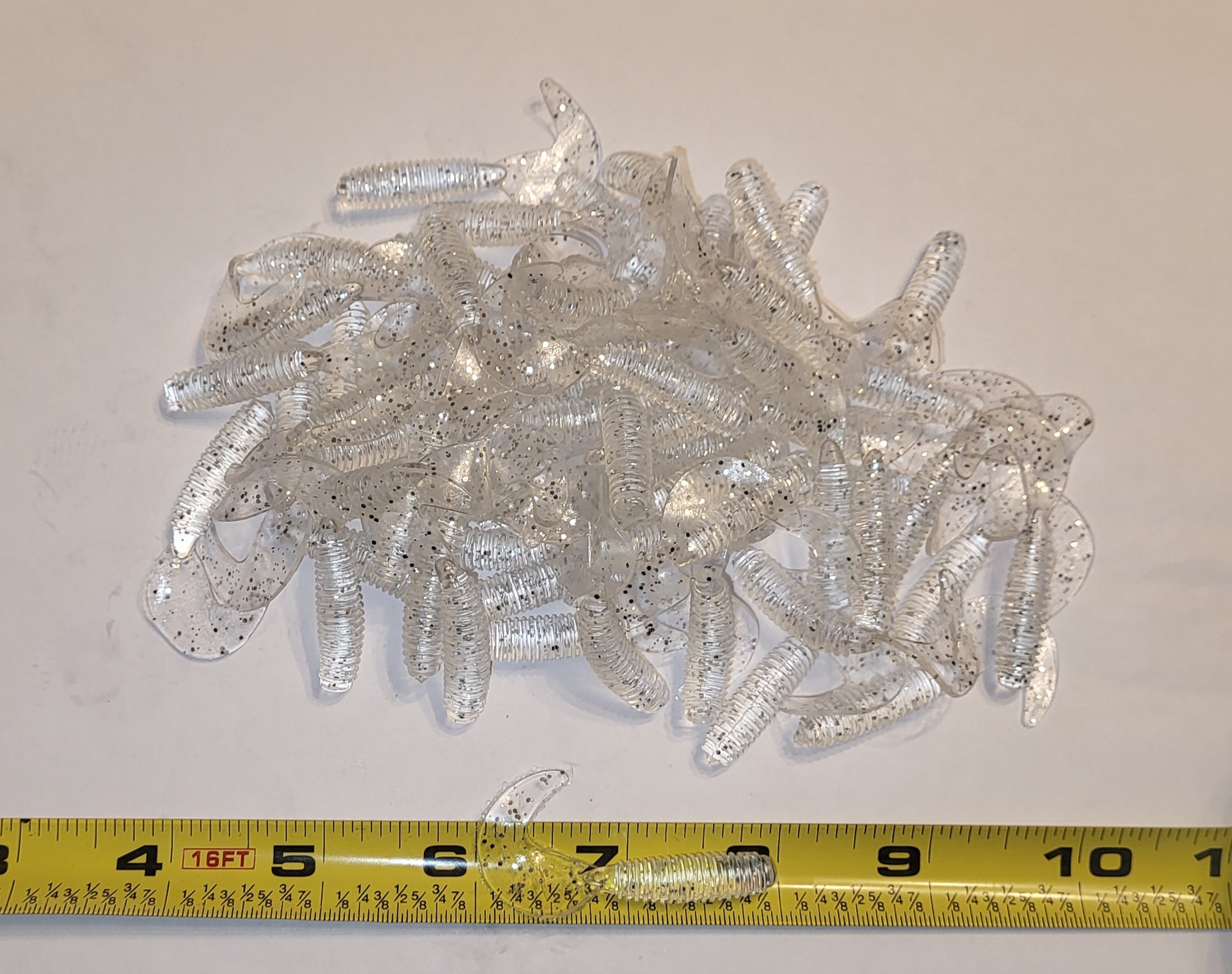 Clear Minnow Flash 2 inch Soft Plastic Curl Tail Grubs