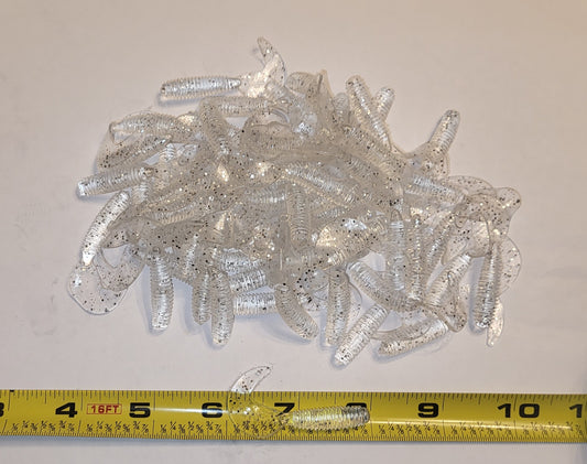 Clear Minnow Flash 2 inch Soft Plastic Curl Tail Grubs