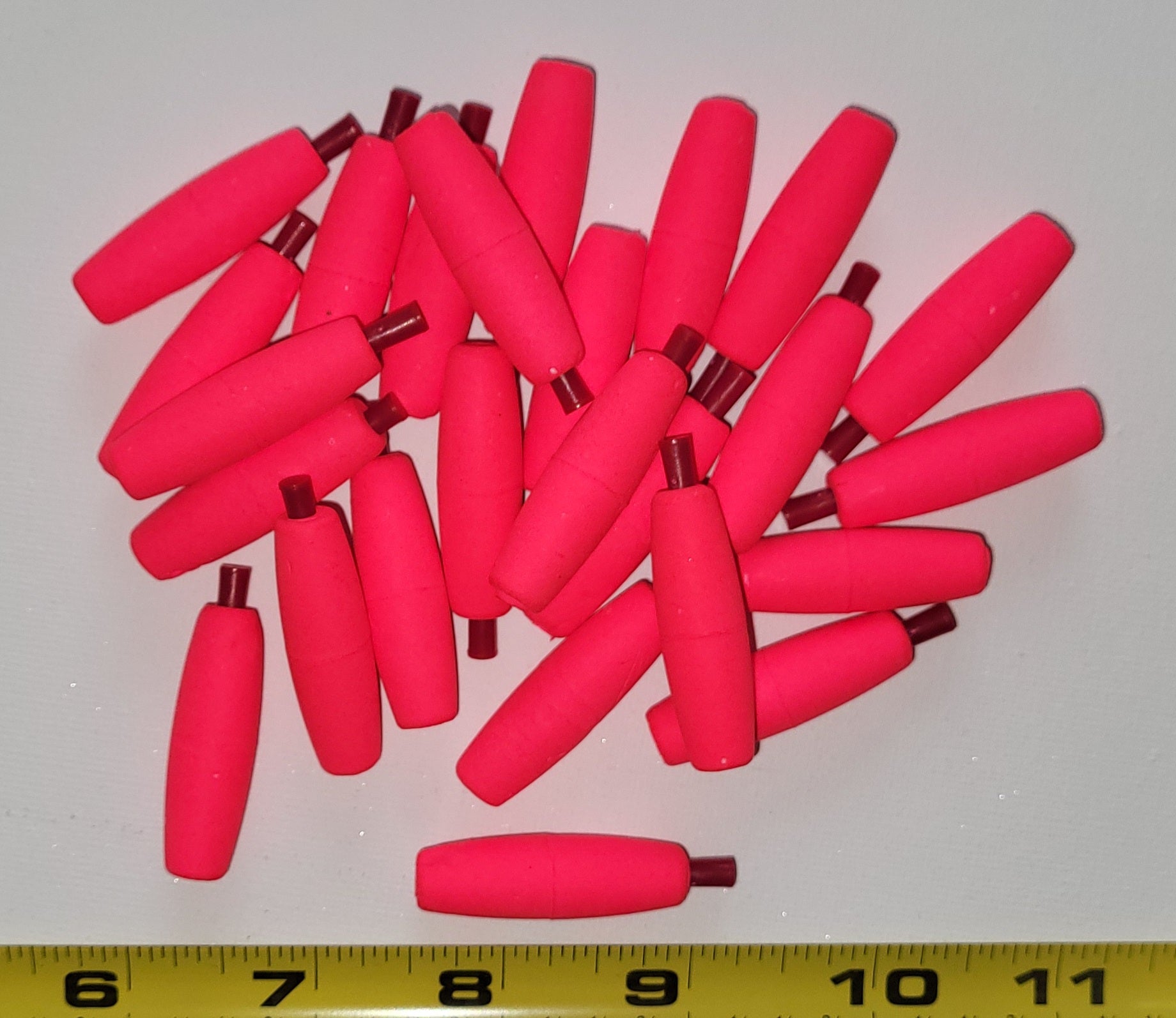 Fishing Floats 1-1/2" Bright PINK SLIM, 24 Floats w/peg Styrofoam Pegged Narrow Cigar Shaped