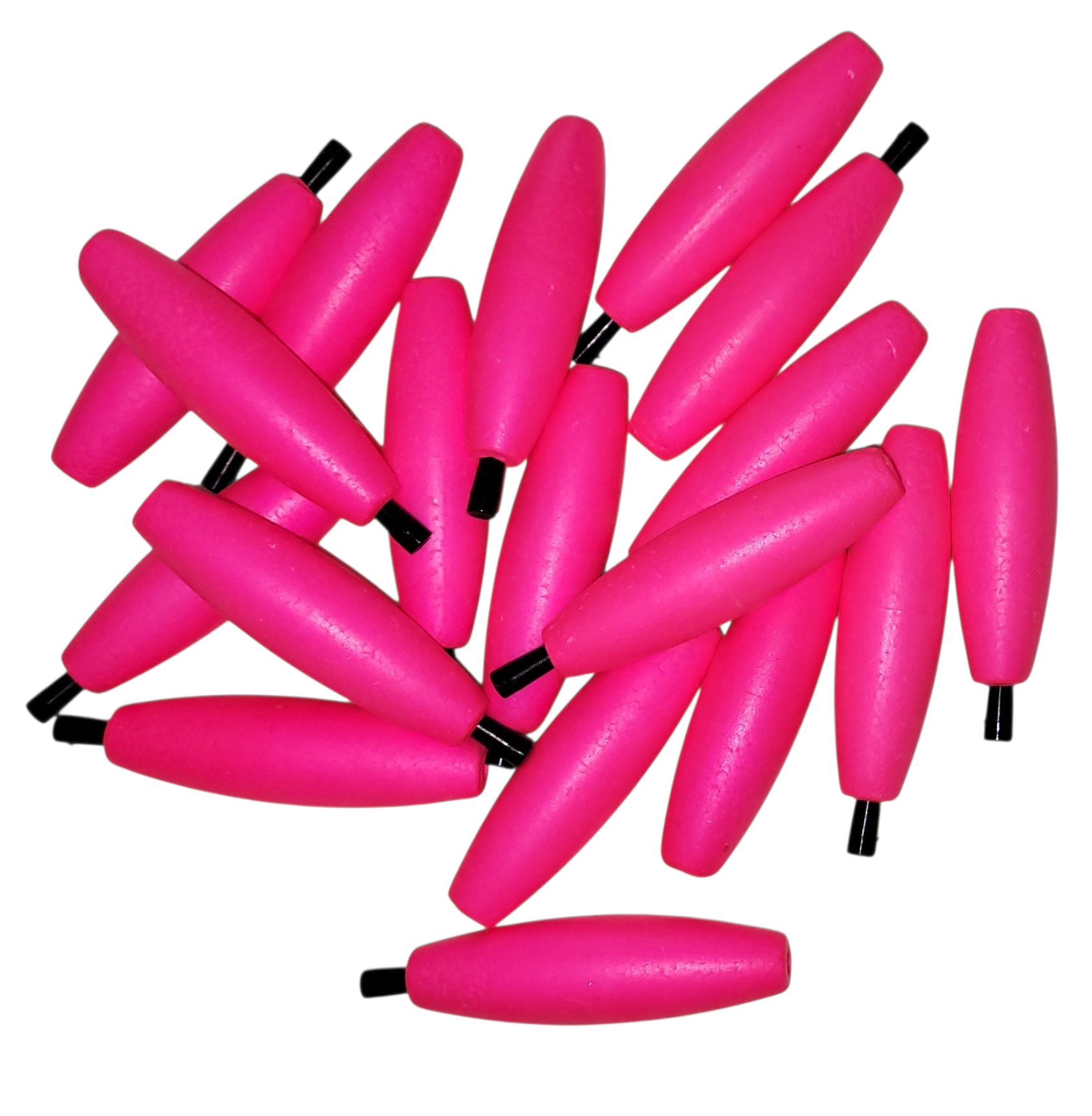 Fishing Floats 3" Bright PINK, 24 Floats, Styrofoam Cigar Shaped, Peg with hole