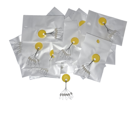 CLEAR Bobber Stoppers, Medium Size, 120 Stoppers, 20 Pks of 6 ea per ring