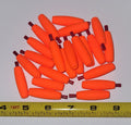 24 of the 1-1/2 inch Slim, Small Diameter, Bright Orange, Cigar Styrofoam Float, Solid Peg