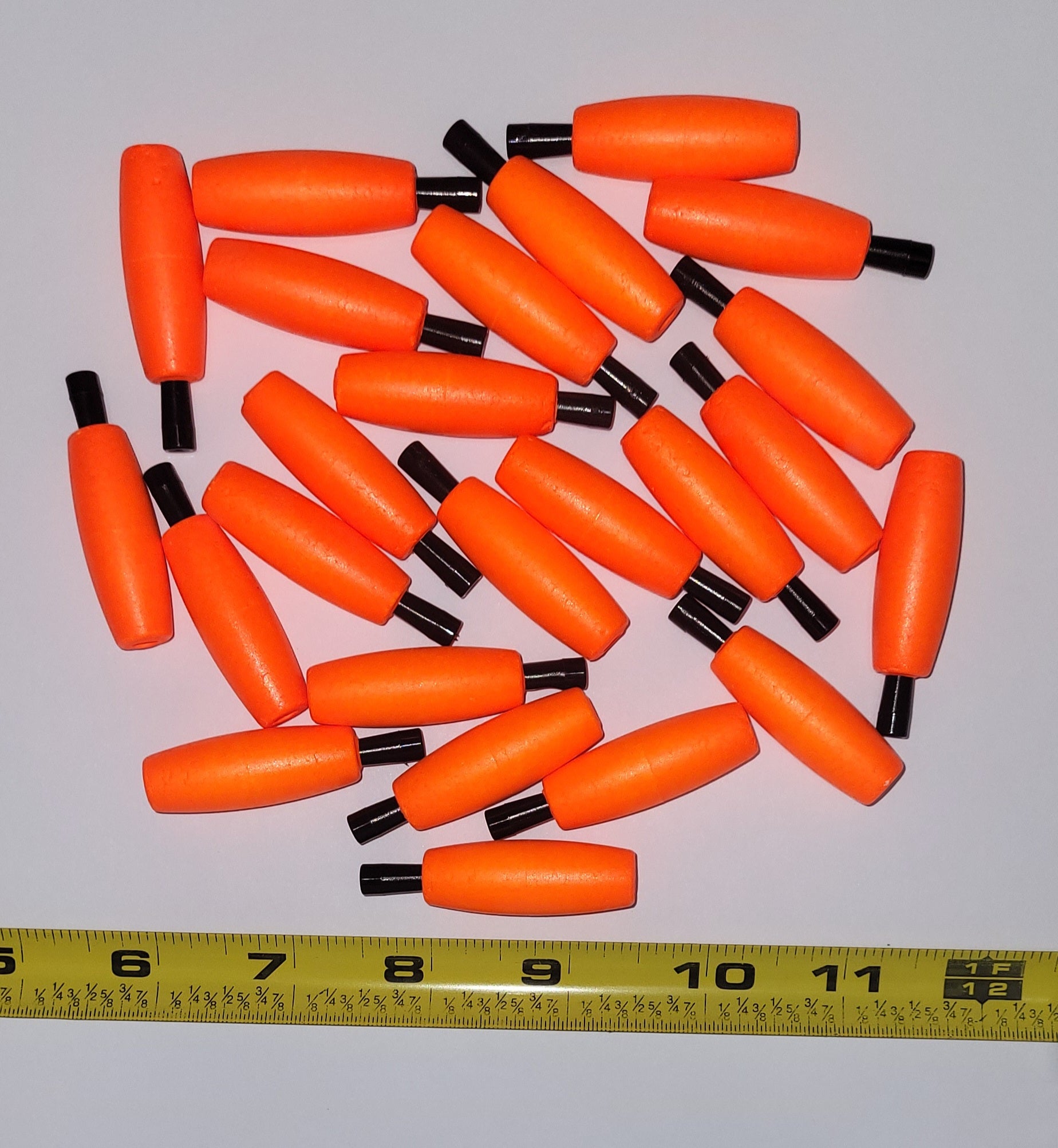 Fishing Floats 1-1/2" Bright Orange HUSKY, 24 Floats Styrofoam Pegged Cigar Shaped