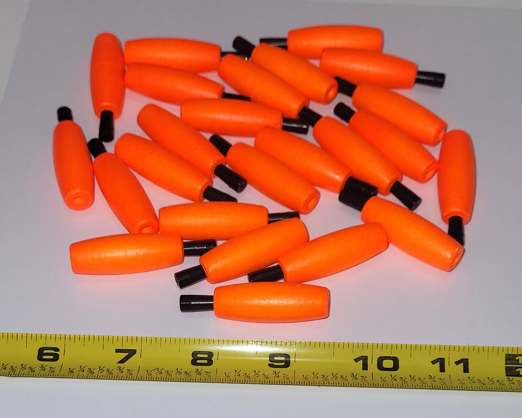 Fishing Floats 1-1/2" Bright Orange HUSKY, 24 Floats Styrofoam Pegged Cigar Shaped