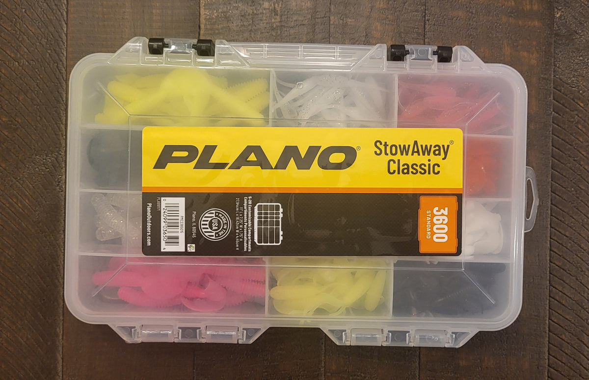 205 pc Soft Plastic Assortment with Plano Stow Away 3600 Tackle Box