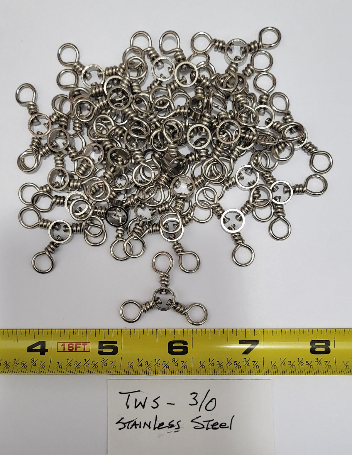 3-Way Swivels, 24 ea Size 4/0, Large Stainless Steel Swivels, 160 lb Test Heavy Duty