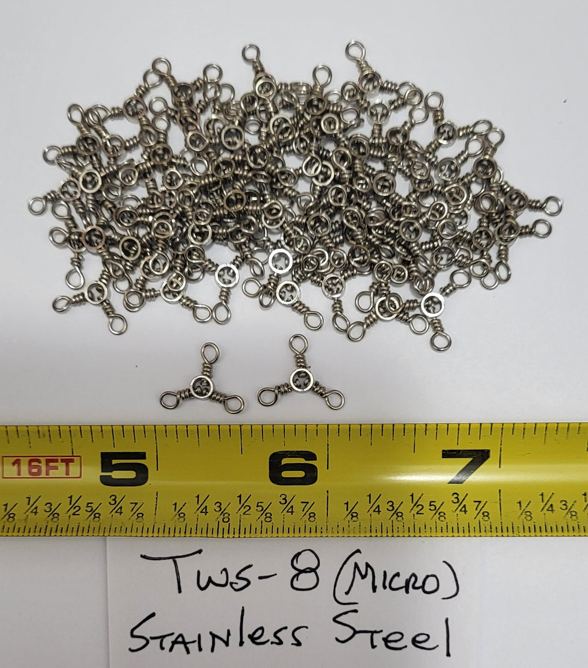 3-Way Swivels, 72 ea Micro Size 8, Stainless Steel, 28 lb Test
