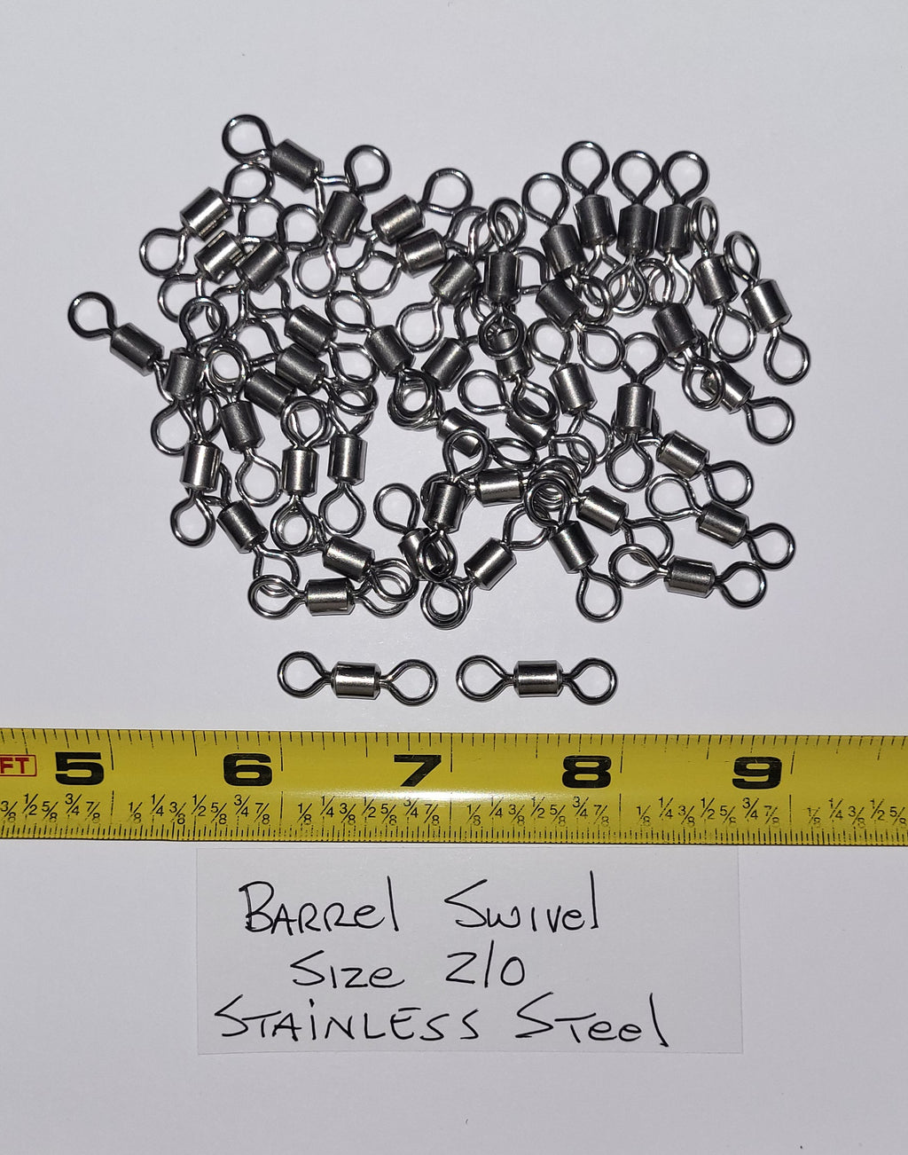 Heavy Duty Large Barrel Swivels, 48 ea Sz 2/0, Stainless Steel, 160 lb Test