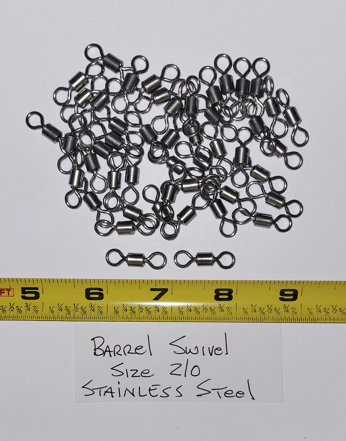 Heavy Duty Large Barrel Swivels, 48 ea Sz 2/0, Stainless Steel, 160 lb Test