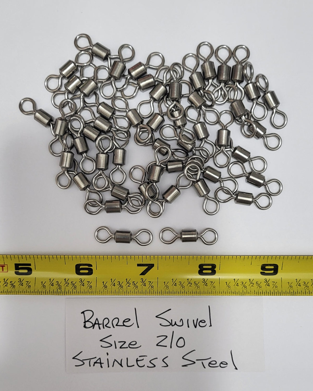 Heavy Duty Large Barrel Swivels, 48 ea Sz 2/0, Stainless Steel, 160 lb Test