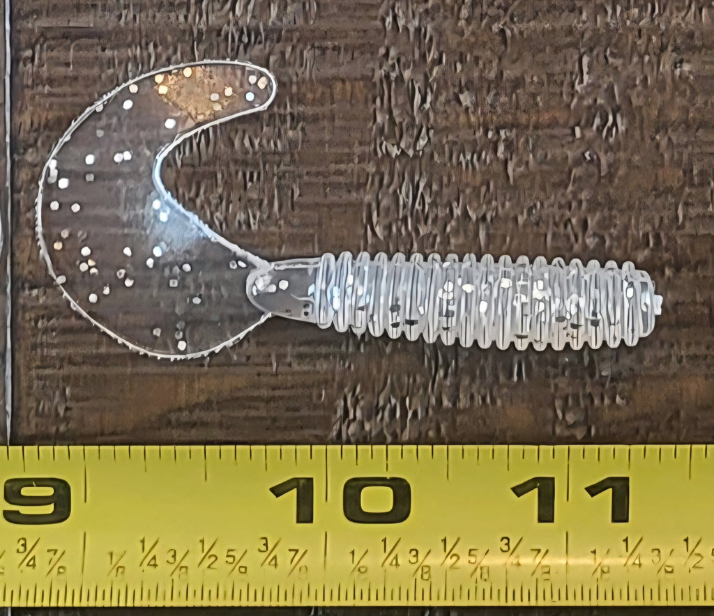 48 pcs, Transparent Shad Flash 2-3/4 in lengthy x 3/8 in diameter Large Body Soft Plastic Curl Tail Grubs