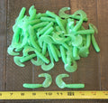 48 pcs, Opaque Lime Green Pepper Color 2-3/4 in lengthy x 3/8 in diameter Large Body Soft Plastic Curl Tail Grubs