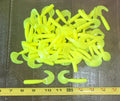 48 pcs, Chartreuse 2-3/4 in length x 3/8 in diameter Large Body Soft Plastic Curl Tail Grubs
