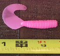 48 pcs, Pink BubbleGum 2-3/4 in length x 3/8 in diameter Large Body Soft Plastic Curl Tail Grubs