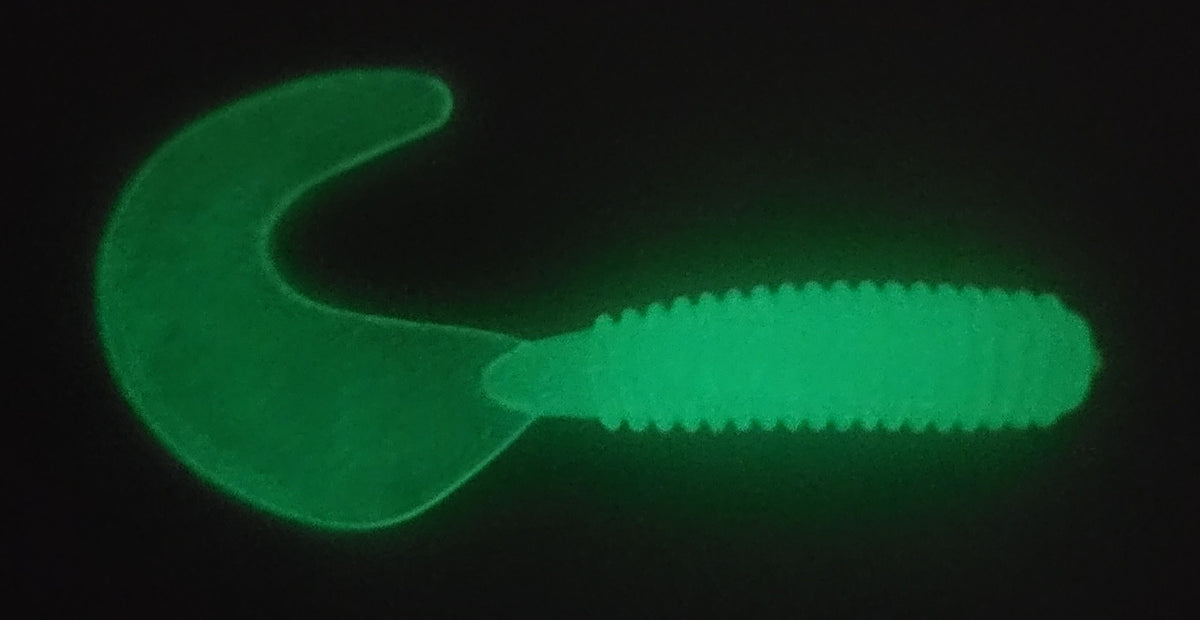 48 pcs, Translucent Luminous GLOW Color 2-3/4 in lengthy x 3/8 in diameter Large Body Soft Plastic Curl Tail Grubs