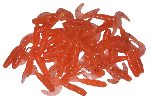 Orange Flash 2 inch Soft Plastic Curl Tail Grubs