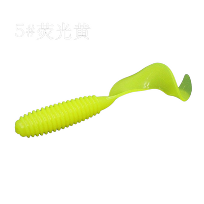 Triple Tail Tri-Tip Chartreuse Color 2 inch 100 Pack Curl Tail Grubs