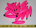 Fishing Floats 3" Bright PINK, 24 Floats, Styrofoam Cigar Shaped, Peg with hole