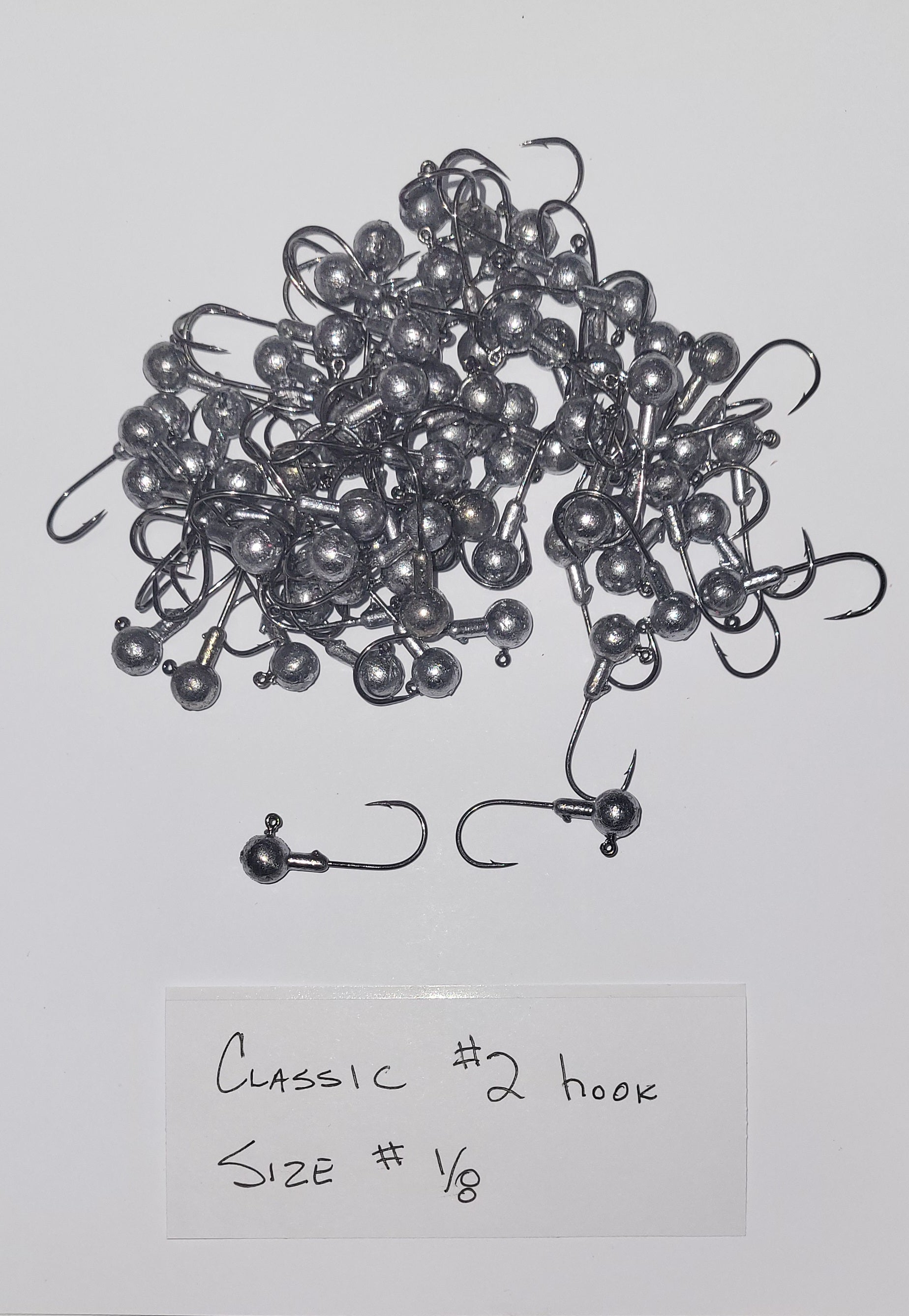 Jig Heads 48 ea, size# 1/8 #2 Classic Hook, Clear Coat, No Paint
