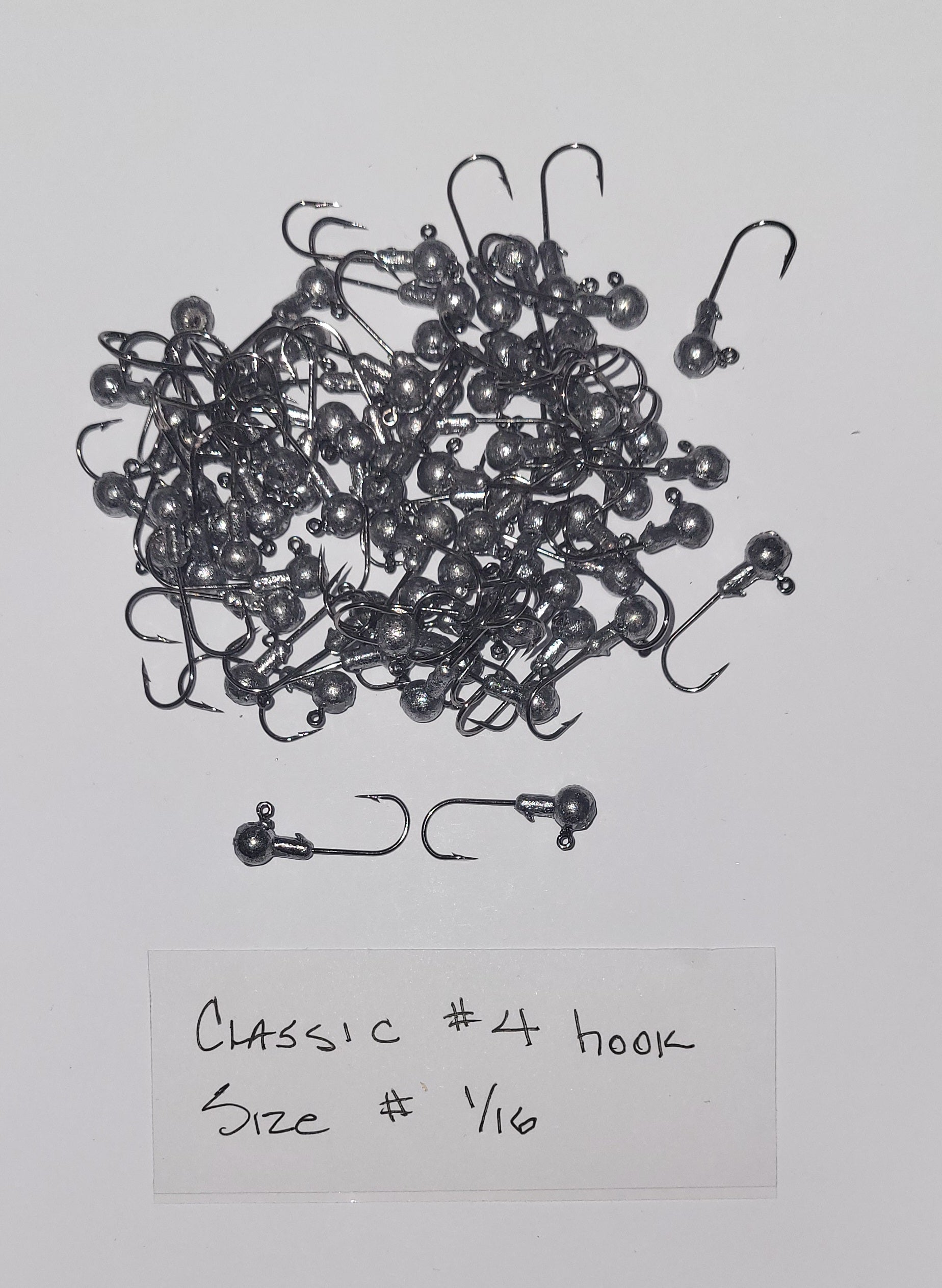 Jig Heads 48 ea, size# 1/16 #4 Clear Coat, No Paint, Classic Hook
