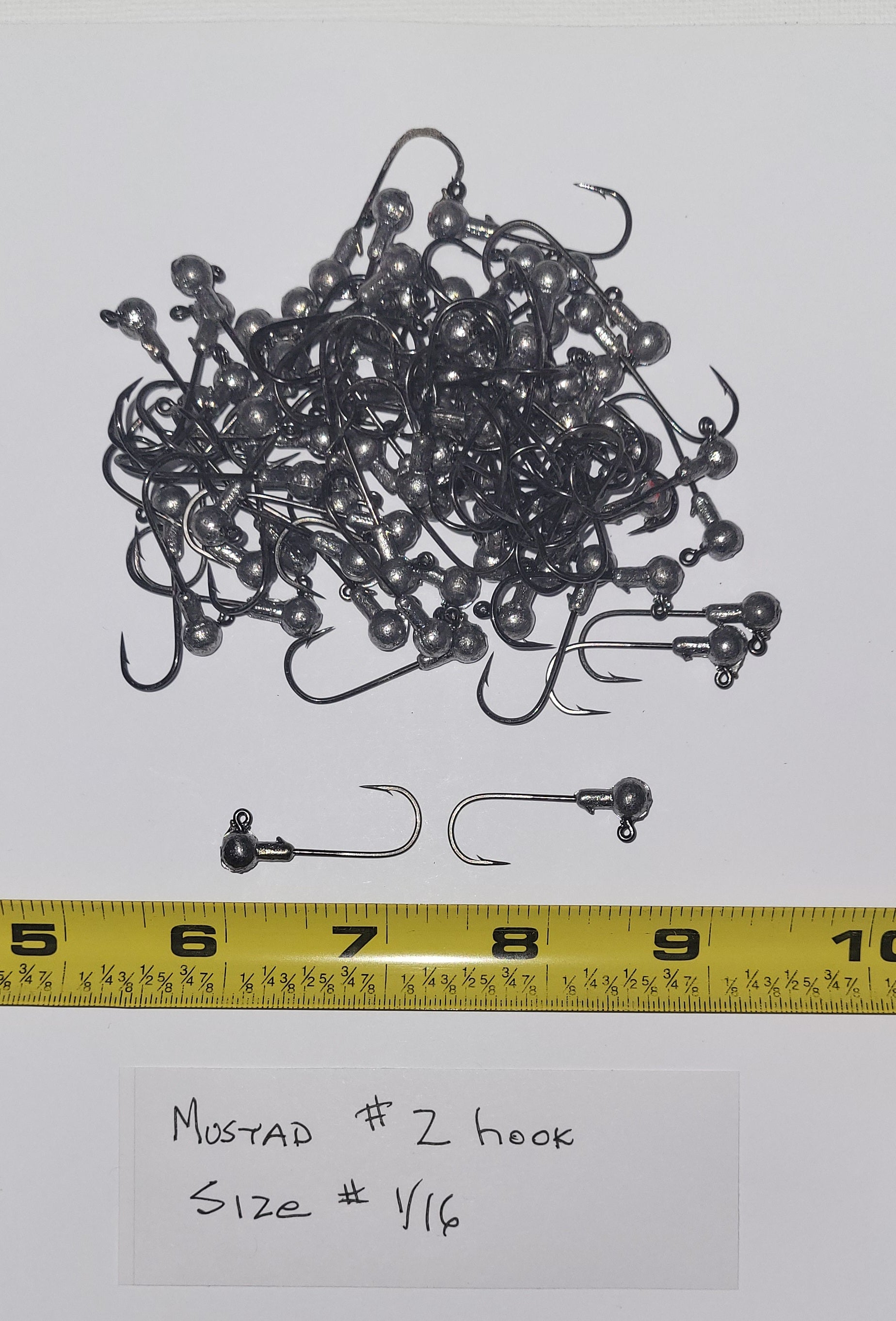 Mustad Hook Jig Heads 24 ea, size# 1/16, with #2 32833NP-BN 2X Mustad Ultra Point Hooks, Clear Coated, No Paint