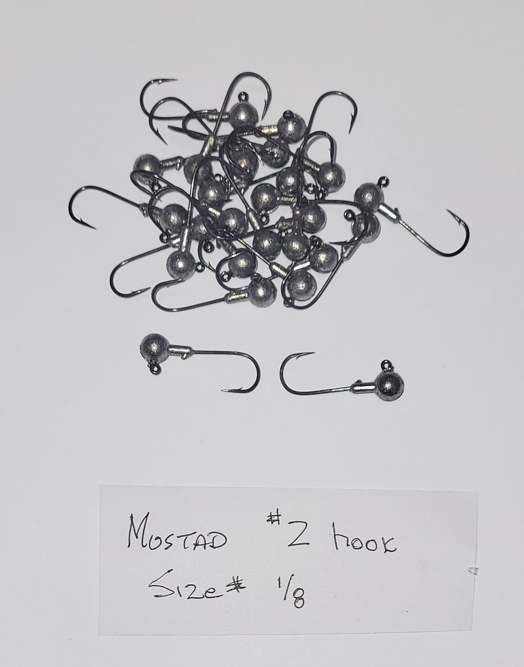 Mustad Hook Jig Heads 24 ea, size# 1/8, with #2 32833NP-BN 2X Mustad Ultra Point Hooks, Clear Coated, No Paint