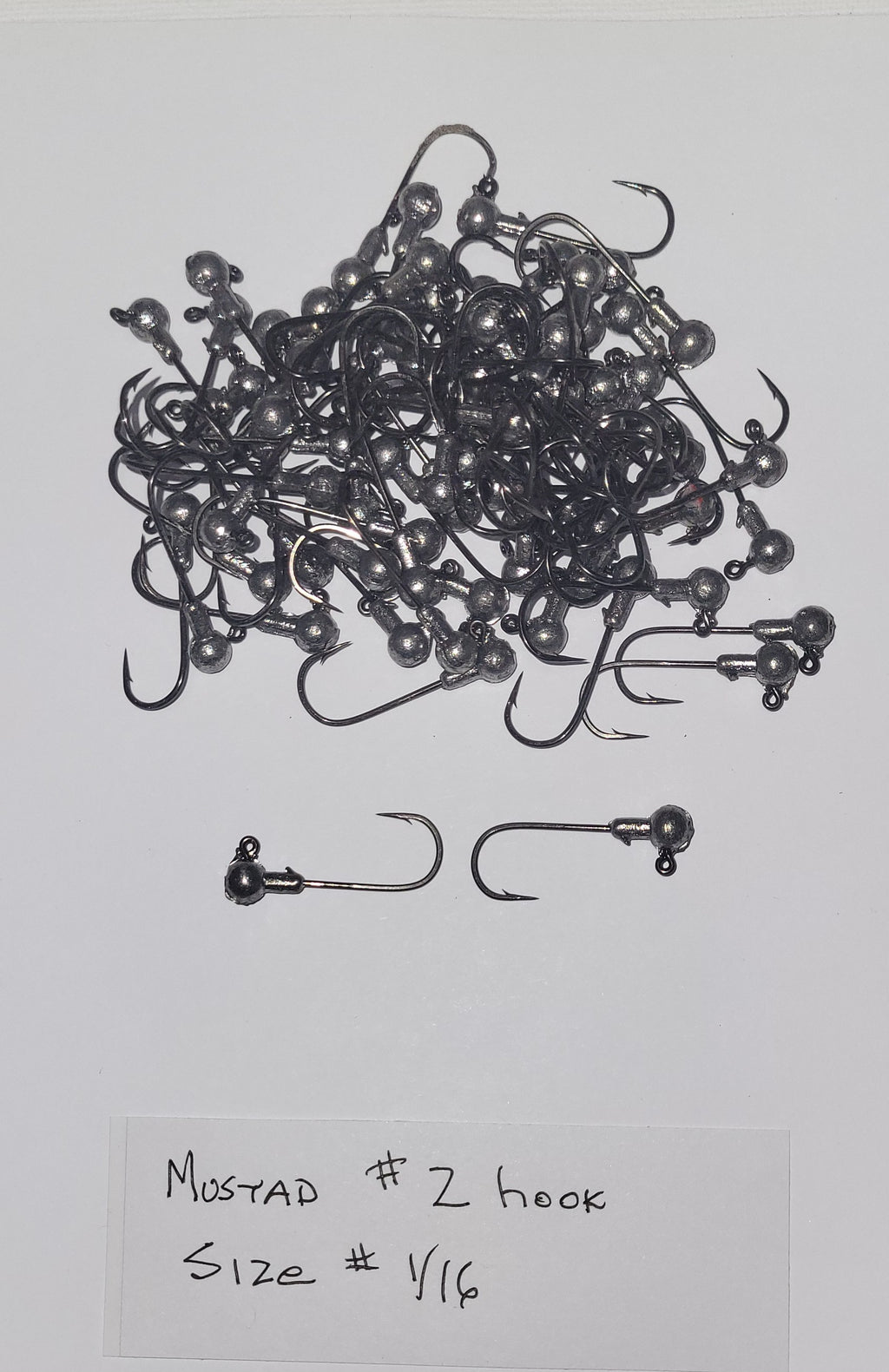 Mustad Hook Jig Heads 24 ea, size# 1/16, with #2 32833NP-BN 2X Mustad Ultra Point Hooks, Clear Coated, No Paint