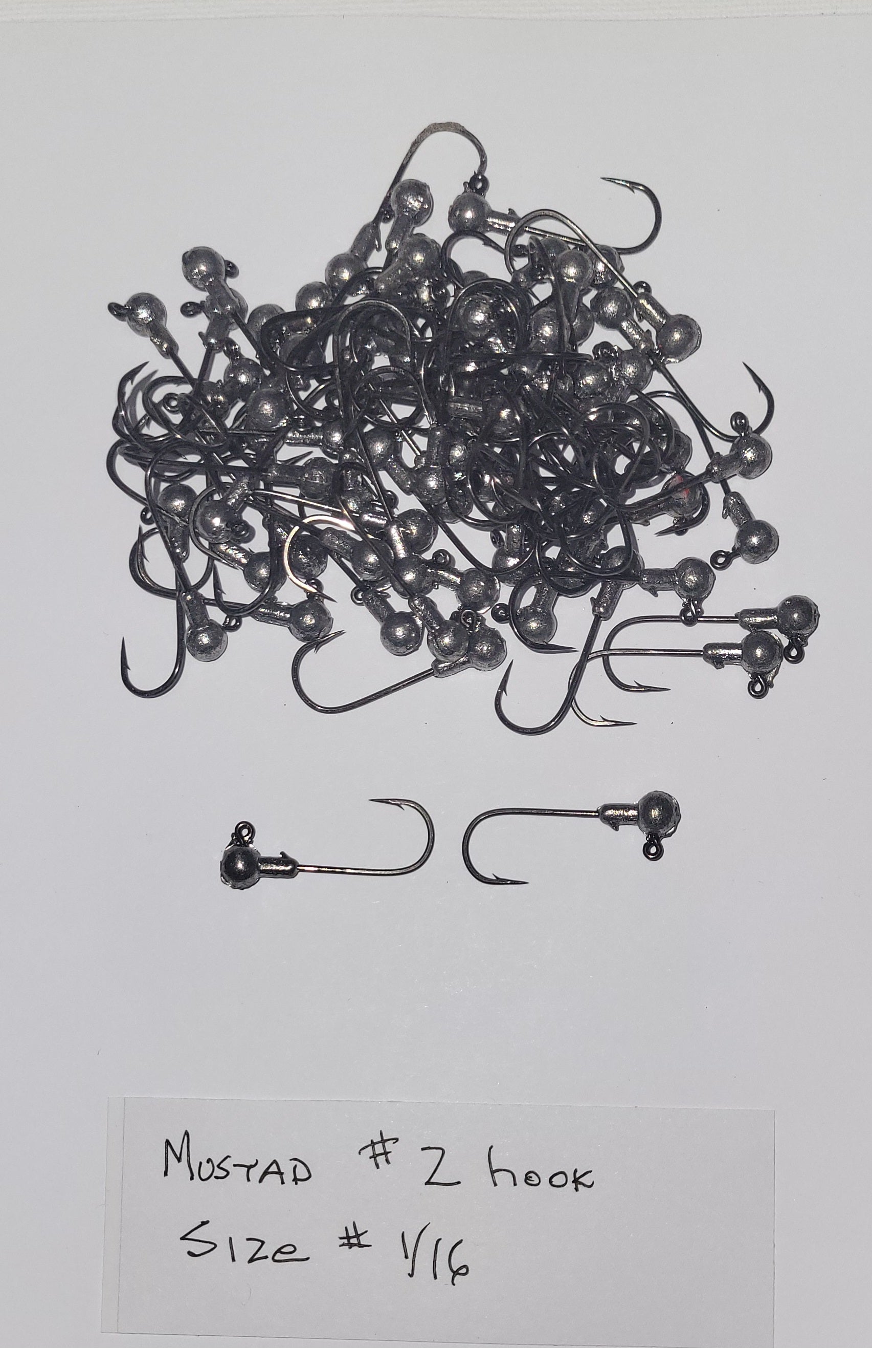 Mustad Hook Jig Heads 24 ea, size# 1/16, with #2 32833NP-BN 2X Mustad Ultra Point Hooks, Clear Coated, No Paint