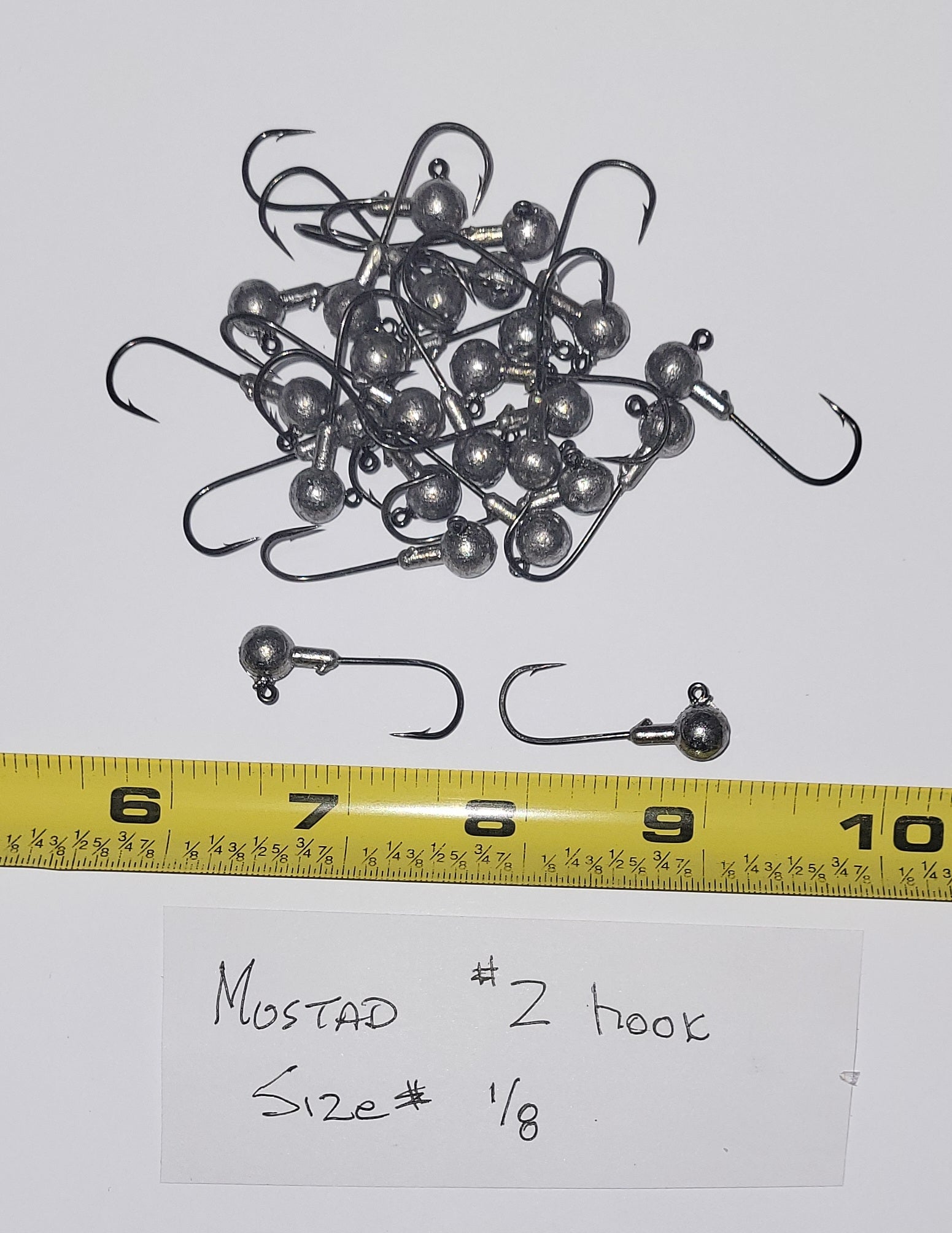 Mustad Hook Jig Heads 24 ea, size# 1/8, with #2 32833NP-BN 2X Mustad Ultra Point Hooks, Clear Coated, No Paint