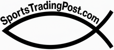 Black fish symbol with 'SportsTradingPost.com' text on a white background