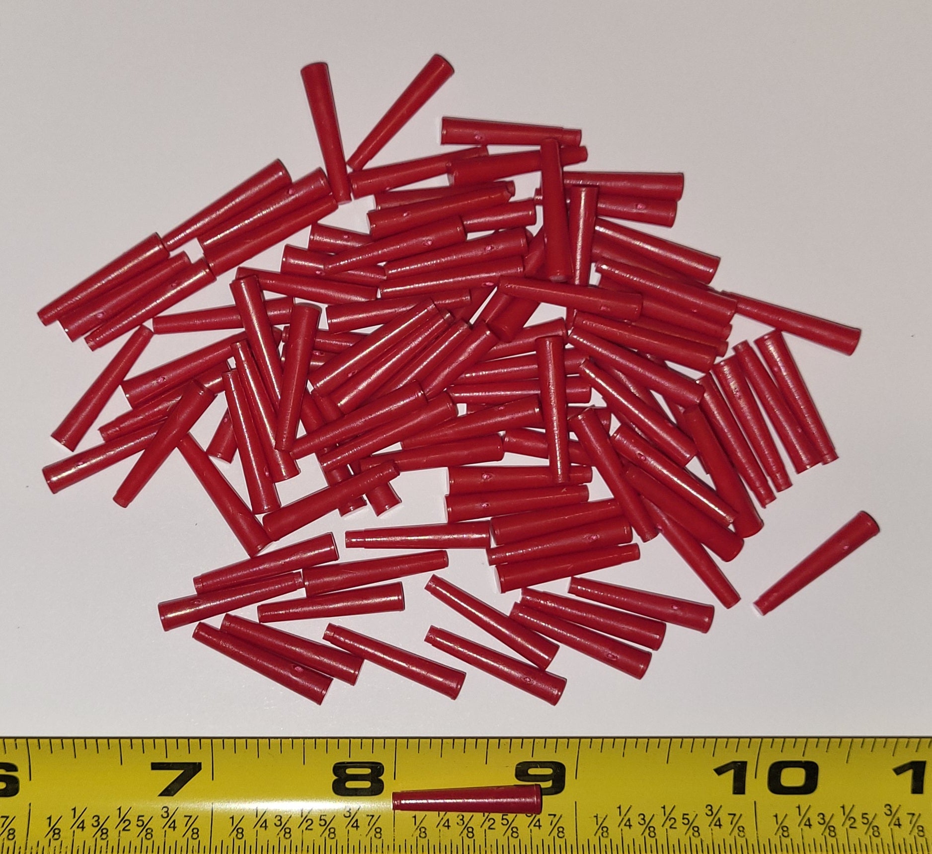 Small Red Plastic Pegs 100pcs 20mmx4mmx2mm (13/16x5/32x3/32) For Small Slim size Fishing Floats with hole 3mm (1/8")