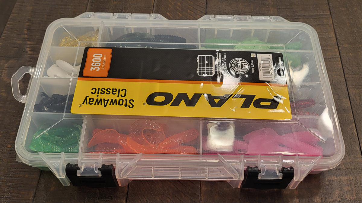 145 pc Soft Plastic Bass , Walleye, Trout Kit in a Plano Stow Away 3600 Tackle Box