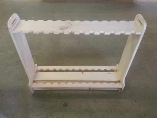 FREE SHIPPING! Wooden Rod Rack, Choose from 12, 18, 24 or Heavy Duty 12 Slots, GREAT FOR BILLIARD CUE STICKS ALSO. FREE SHIPPING QUALIFIED !!